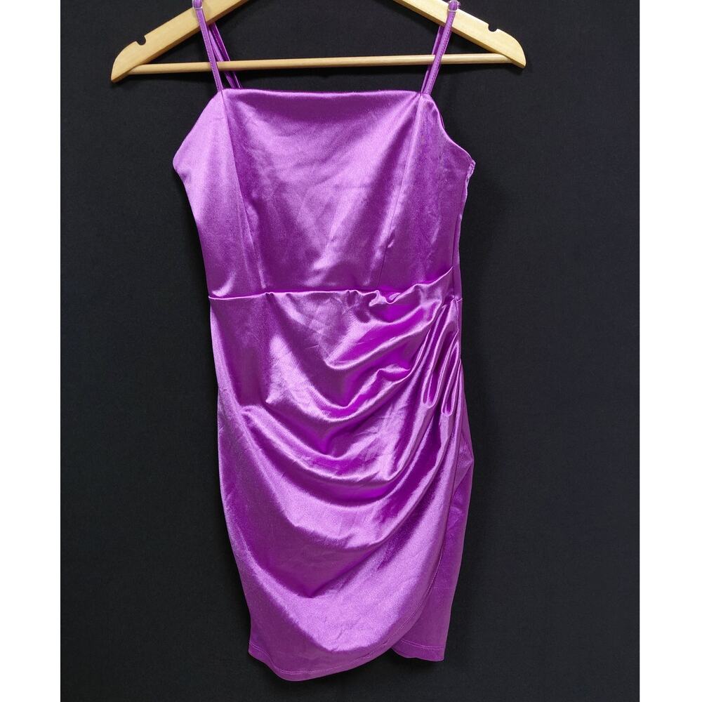 Blashe logo  Purple Ruched Bodycon Satin Sleeveless Size S